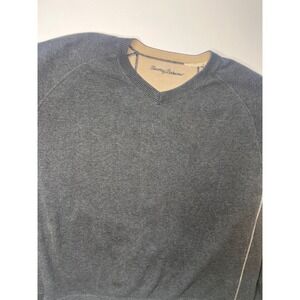 Tommy Bahama Mens V Neck Long Sleeve Pullover Sweater Dark Gray Size XL